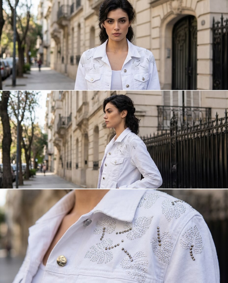 Campera blanca bordada street